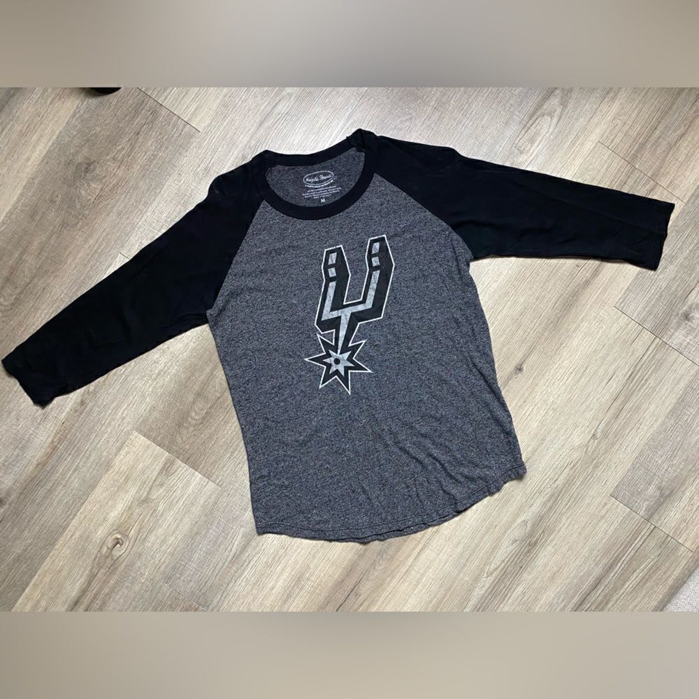 SAN ANTONIO SPURS | Grey Black 3/4 Sleeve Top Size Medium NBA